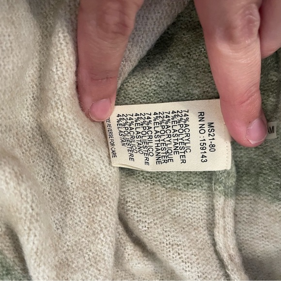 FRNCH Diana Midi Sweater Dress Women’s Small Striped Green Cream Slits Belted - Picture 8 of 11